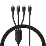 Baseus Flash Series 3 100W Type-C to Type-C+Type-C+iP Cable PD Fast Charging Data Transmission Copper Core Line 1.5M Long for iPhone 16 16 Pro 15 14 13 Pro Max for Huawei Mate XT for Xiaomi MIX Fold4 for Samsung Galaxy Z Flip6