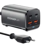 [GaN Tech] ESSAGER ES-CD35 67W 4-Port USB PD Charger 2USB-A+2USB-C PD3.0 QC4.0 AFC FCP SCP PPS BC1.2 DCP Apple2.4A Fast Charging Wall Charger Adapter EU Plug US Plug with 1M C8 Power Cable