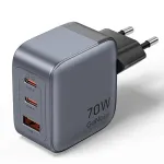[GaN Tech] Vention 70W 3-Port USB PD Charger USB-A+2USB-C PD3.0 QC4.0 3.0 PPS AFC SCP FCP Apple2.4A BC1.2 Fast Charging Wall Charger Adapter EU Plug for iPhone 16 16 Pro 15 14 13 Pro Max for Huawei Pura X for Xiaomi 15pro for Samsung Galaxy S25 Ultra
