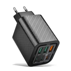 BK320-3A3C PD50W 6-Port USB PD Charger 3USB-A+3USB-C PD3.0 QC4.0/3.0/2.0 FCP Fast Charging Wall Charger Adapter EU Plug US Plug for iPhone 16 16 Pro 15 14 13 Pro Max for Huawei Pura X for Samsung Galaxy S25 Ultra