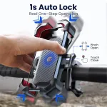 Joyroom Bike Phone Holder 360° View Universal Bicycle Phone Holder Shockproof Bracket GPS Clip for 4.7-7 inch Mobile Phone Stand