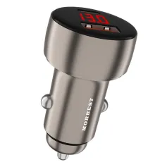 MORBEST C77CA 48W 2-Port USB PD Car Charger Adapter USB-A+USB-C PD QC Fast Charging with Red LED for iPhone 16 Pro 15 14 13 Pro Max for Samsung Galaxy Z Flip6 for Xiaomi MIX Fold4 for Huawei Mate XT