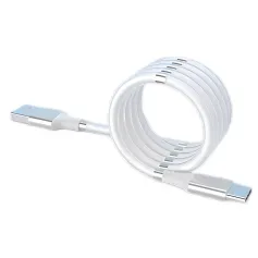 Cabo de carregamento magnético USB-A para Tipo C 3A, transmissão de dados rápida, núcleo de cobre, 1 m/1,8 m de comprimento para iPhone 15 15 Plus, Huawei Pura 70 Ultra, Samsung Galaxy S24 e Xiaomi Civi 4 Pro