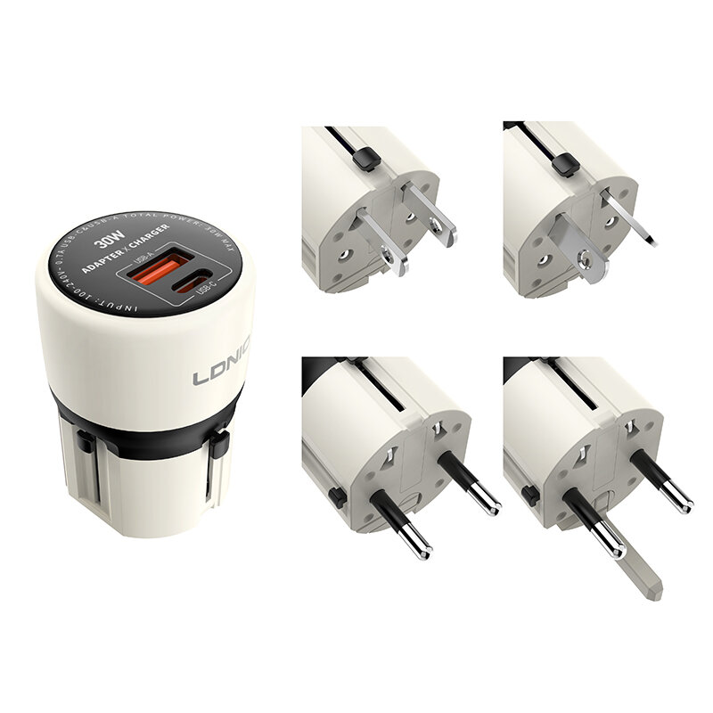 [GaN Tech] LDNIO Q2319 30W 2-Port USB PD Charger USB-A+USB-C PD QC3.0 SCP AFC Fast Charging Wall Charger Adapter Switchable Plug with Type-C to iP/Type-C/USB-A Cable
