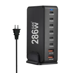 [GaN Tech]Bakeey 286W 8-Port USB PD Charger 2USB-A+6USB-C PD QC Fast Charging Desktop Charging Station EU Plug US Plug for iPhone 15 14 13 for Samsung Galaxy S24 for Huawei Pura70 Ultra for Xiaomi Civi 4 Pro