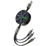 6A 100W USB-A to Type-C/iP/Android Retractable Cable Fast Charging Copper Core Line 1.2M Long for iPhone 15 14 13 for Huawei Pura 70 Ultra for Xiaomi Civi 4pro for Samsung Galaxy S24
