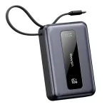 USAMS CD243 65W 77Wh 20000mAh Digital Display Power Bank with Type-C Cable External Battery Power Supply with 2 Inputs & 3 Outputs Support PD2.0 PD3.0 QC2.0 QC3.0 AFC FCP Fast Charging for iPhone 16 16 Pro 15 14 13 Pro Max for Huawei Mate XT