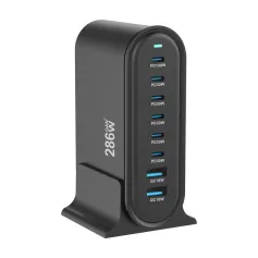 [GaN Tech] Bakeey YMX-986 286W 8-Port USB PD Charger 2USB-A+6USB-C PD QC Fast Charging Desktop Charging Station EU Plug US Plug for iPhone 15 14 13 Pro for Xiaomi MIX Fold 4 for Samsung Galaxy Z Flip6 for Huawei Nova Flip