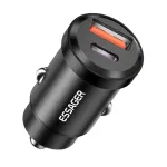 ESSAGER ES-CC07 30W/45W 2-Port USB PD Car Charger Adapter USB-A+USB-C PD3.0 QC3.0 Support FCP SCP AFC PPS Fast Charging for iPhone 15 14 13 for Huawei Mate60 Pro for Samsung Galaxy Z Flip4