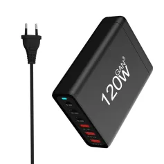 [GaN Tech] Bakeey 120W 6-Port USB PD Charger 3USB-A+3USB-C PD QC Fast Charging Desktop Charging Station with EU Plug Cable for iPhone 15 14 13 for Xiaomi 14pro for Huawei Mate60 Pro for MacBook