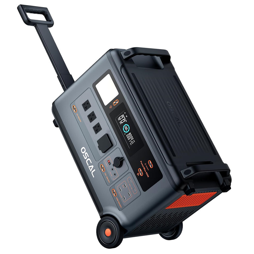 Blackview OSCAL PowerMax 6000 PM6000 3600Wh Portable Power Station with Blackview Oscal PM200 200W Foldable Solar Panel, LiFePO4 Solar Generator with AC Outlets, for Home Use, Outdoor Camping, RV Trip