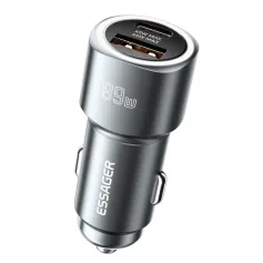 ESSAGER ES-CC16 89W 2-Port USB PD Car Charger Adapter USB-A+USB-C PD QC3.0 Support FCP SCP VOOC Fast Charging for iPhone 15 14 13 Pro for Huawei Nova Flip for Samsung Galaxy Z Flip6
