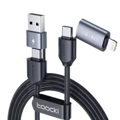 Toocki TQ-X44 3A 60W USB-A/Type-C to Type-C/iP кабель быстрая зарядка передача данных луженая медная жила линейка 1M/2M long для iPhone 16 16 Pro 15 14 13 для Xiaomi 15 Ultra для Samsung Galaxy S25 Ultra