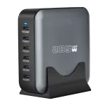 [GaN Tech]Bakeey YMS-666 285W 6-Port USB PD Charger 6USB-C PD Fast Charging Desktop Charging Station EU Plug US Plug for iPhone 16 15 14 13 Pro Max for Samsung Galaxy Z Flip6 for Xiaomi 15pro for Huawei Mate XT