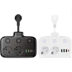 2500W 10A EU Plug Power Strip with 2AC+3USB-A+USB-C Fast Charger Multitap Electrical Wall Socket Extension Cord with On/Off Switch