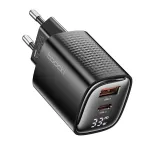 [GaN Tech] Toocki TCT33-22EU 33W 2-Port USB PD Charger USB-A+USB-C PD3.0 QC3.0 Fast Charging Digital Display Wall Charger Adapter EU Plug for iPhone 16 Pro 15 14 Pro Max 13 12 for Huawei Pura X for Samsung Galaxy S25 Ultra
