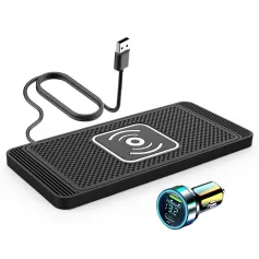 15W Car Wireless Charger Fast Wireless Car Charger Silicone Pad Stand for Smart Phones for iPhone 16 16 Pro 15 14 13 for Huawei Pura X for Xiaomi 15 Ultra for Samsung Galaxy S25 Ultra
