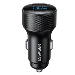 ESSAGER ES-CC21 45W 2-porta USB PD bílhleðslutæki millistykki USB-A+Type-C PD3.0 QC3.0 Stuðningur FCP AFC iP2.4 hraðhleðsla með bláum LED fyrir iPhone 16 16 Pro 15 14 13 Pro Max fyrir Huawei Pura 80 Ultra fyrir Xiaomi fyrir SAMSUNG