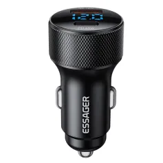 ESSAGER ES-CC21 45W 2-Port USB PD Car Charger Adapter USB-A+Type-C PD3.0 QC3.0 Support FCP AFC iP2.4 Fast Charging with Blue LED for iPhone 16 16 Pro 15 14 13 Pro Max for Huawei Pura 80 Ultra for Xiaomi for SAMSUNG