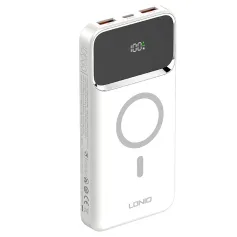 LDNIO PQ12 22.5W 37Wh 10000mAh LED Display Power Bank with Magnetic Wireless Charging External Battery Power Supply with 1 Input & 4 Outputs PD QC3.0 Fast Charging for iPhone 16 16 Pro 15 14 13 Pro Max for Huawei Mate XT for Xiaomi 15pro
