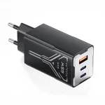 [GaN Tech] KUULAA KL-CD64 65W 3-Port USB PD Charger USB-A+2USB-C PD Fast Charging Wall Charger Adapter EU Plug US Plug for iPhone 16 16 Pro 15 14 13 Pro Max for Xiaomi 15 Ultra for Samsung Galaxy S25 Ultra for Huawei Pura X