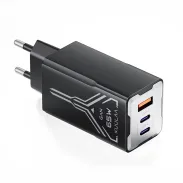 [GaN Tech] KUULAA KL-CD64 65W 3-Port USB PD Charger USB-A+2USB-C PD Fast Charging Wall Charger Adapter EU Plug US Plug for iPhone 16 16 Pro 15 14 13 Pro Max for Xiaomi 15 Ultra for Samsung Galaxy S25 Ultra for Huawei Pura X