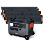 Blackview Oscal Powermax 3600+4*PM200 Power Station Solar Panel Kit 3600Wh to 57600Wh LiFePO4 Battery Pack Power Bank with 14 Outlets 5 LED Light Modes Morse Code Portable Roller Power Backup for Emergency Communication Camping House Trolling
