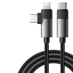 ESSAGER ES-X59 65W Type-C to Type-C+iP Cable PD Fast Charging Data Transmission Copper Core Line 1M/2M Long for iPhone 15 Plus 14 13 for Huawei Pura 70 Ultra for Xiaomi Civi 4 Pro