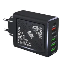 LYK-880 65W 6-Port USB PD Charger 4USB-A+2USB-C PD Fast Charging Wall Charger Adapter EU Plug for iPhone 16 16 Pro 15 14 13 Pro Max for Xiaomi 15pro for Samsung Galaxy S25 Ultra