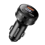 ESSAGER ES-CC25 108W 3-Port USB PD Car Charger Adapter USB-A+2USB-C PD3.0 QC3.0 Support FCP AFC iP2.4 Fast Charging with Blue LED for iPhone 16 16 Pro 15 14 13 12 Pro Max for Huawei Pura 80 Ultra for OPPO for SAMSUNG for XIAOMI