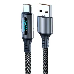 120W 6A Digital Display Type-C/USB to Type-C Fast Charging Data Transmission Cord Line 1M/2M Long For Apple15 For Xiaomi For Huawei For Oppo