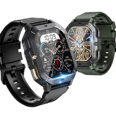 LEMFO C28 2.02-inch HD Screen 410mAh Battery bluetooth Call Heart Rate Blood Pressure Blood Oxygen Monitor Sleep Monitoring Stress Detection Cycle Tracking Multi-sport Modes Music Playback 1 ATM Waterproof Smart Watch