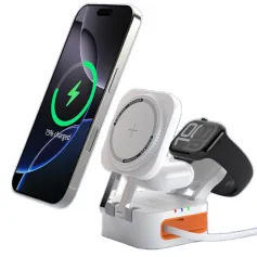 Y325 15W Magnetic Wireless Charger with Integrated Type-C Cable Fast Wireless Charging Stand for Smart Phones for iPhone 17 17Pro 16 15 14 Pro Max for Huawei Mate XTs for XIAOMI for Apple Watch for Airpods