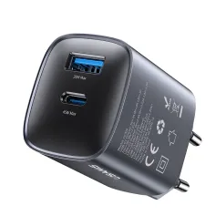 [GaN Tech] USAMS CC290 T66 45W 2-Port USB Charger USB-A+USB-C Fast Charging Wall Charger Adapter EU Plug for iPhone 17 17 Pro 16 15 Pro Max for Huawei Pura 80 Ultra for XIAOMI for OPPO