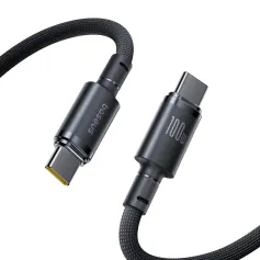 Baseus PD100W Type-C بۆ Type-C کێبڵی PD3.0 گواستنەوەی داتای بارگاویکردنی خێرا هێڵی ناوکی مسی قوتووکراو 1M/2M درێژ بۆ iPhone 17 17 Pro 16 15 Pro Max بۆ Huawei Pura 80 Ultra بۆ XIAOMI بۆ SAMSUNG
