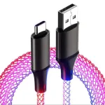 6A 66W USB-A to Type-C RGB Lighting Cable PD Fast Charging Data Transmission Copper Core Line 1M Long for iPhone 16 16 Pro 15 14 Pro Max for Samsung Galaxy S25 Ultra for Huawei Pura X for Xiaomi 15 Ultra