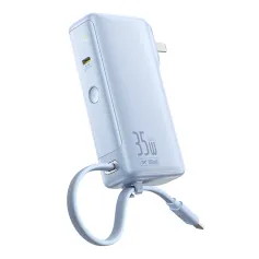 Baseus Nomos NT11 35W 36.5Wh 10000mAh LED Display Power Bank with Integrated Type-C Cable Dual Mode External Battery Power Supply with 3 Inputs & 2 Outputs Support PD3.0 QC3.0 PPS Fast Charging for iPhone 16 16Pro 15 14 13 Pro Max for Xiaomi 15pro