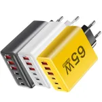 65 W-os 6 portos USB PD töltő 3USB-A + 3USB-C PD QC gyorstöltő fali töltőadapter EU csatlakozó US csatlakozó iPhone 16 16 Pro 15 14 13 Pro Max készülékhez Xiaomi 15pro Huawei Mate XT-hez Oppo Reno 13-hoz
