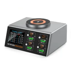 Bakeey WLX-X9S 140W 8-Port USB PD Charger 4USB-A+4USB-C PD QC3.0 Fast Wireless Charging Desktop Charging Station Support Digital Display EU Plug US Plug for iPhone 16 16 Pro 15 14 13 Pro Max for Xiaomi 15 Ultra for Samsung Galaxy S25 Ultra