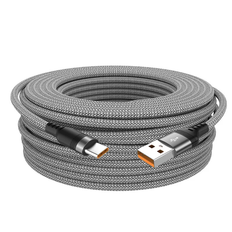 MC-S017 6A USB-A to Type-C Braided Extension Cable Fast Charging Data Transmission Copper Core Line 1M/1.5M/2M/3M/5M/8M Long for iPhone 15 15 Plus for Huawei Pura 70 Ultra for Xiaomi Civi 4 Pro for Samsung Galaxy S24