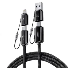 Toocki TQ-X95 240W 4-in-1 USB کێبڵی USB-C/USB-A بۆ USB-C/iP PD3.1 8K@60Hz 40 گیگابایت/چرکە گواستنەوەی داتای بارگاویکردنی خێرا هێڵی ناوکی مسی قوتوو 1.5 مەتر درێژی بۆ iPhone 17 17 Pro 16 15 Pro Max بۆ SAMSUNG بۆ XIAOMI بۆ OPPO