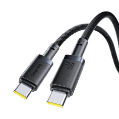 کێبڵی Baseus PD60W Type-C بۆ Type-C PD3.0 گواستنەوەی داتای بارگاویکردنی خێرا هێڵی ناوکی مسی قوتووکراو 0.25M/1M/2M درێژی بۆ iPhone 17 17Pro 16 15 Pro Max بۆ SAMSUNG بۆ HUAWEI بۆ OPPO
