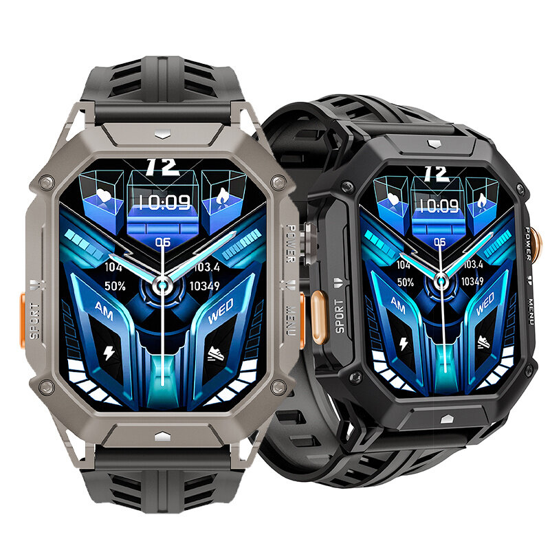 FOSSiBOT VIRAN X1 2.13inch AMOLED Display Barometer Compass 100 Days Standby bluetooth Call Heart Rate Blood Pressure Blood Oxygen Monitor Breath Training Female Health Sleep Monitoring Barometer Compass Multi-sport Modes Music Playback Smart Watch