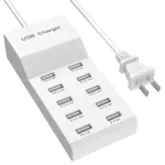 50W 10-Ports Power Hub Smart Plug Charging Dock 10xUSB-A Fast Charging Power Strip EU Plug US Plug for iPhone 15 14 13 for Huawei Pura 70 Ultra for Xiaomi Civi 4 Pro for Samsung Galaxy S24 for MacBook for iPads
