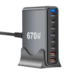 [GaN Tech] Bakeey YMX-670W 670W 8-Port USB PD Charger 2USB-A+6USB-C PD QC Fast Charging Desktop Charging Station EU Plug US Plug for iPhone 16 16 Pro 15 14 13 Pro Max for Samsung Galaxy S25 Ultra for Xiaomi 15 Pro