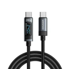ESSAGER ES-X47 5A 240W Type-C - Type-Cケーブル 急速充電 データ転送 錫メッキ銅コアライン 長さ1m/2m iPhone 15 15 Plus Huawei Mate60 Pro Samsung Galaxy Z Flip4 Xiaomi 13pro用