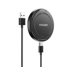 ESSAGER ES-WC18 15W Magnetic Wireless Charger Fast Wireless Charging Pad with 360° Rotary Stand for Smart Phones for iPhone 16 16 Pro 15 14 13 Pro Max for Xiaomi 15 Ultra for Huawei Pura X for Samsung Galaxy S25 Ultra