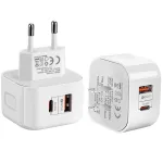 YSY-6087 20W 2-Port USB PD Charger USB-A+USB-C PD QC3.0 Fast Charging Wall Charger Adapter EU Plug US Plug for iPhone 16 15 Plus 14 13 12 Pro Max for Huawei Mate XT for Xiaomi 15pro