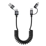 6A 100W USB-A/USB-C to iP/USB-C Telescopic Cable PD Fast Charging Data Transmission Copper Core Line 1.5M Long for iPhone 16 15 Pro 14 13 12 Pro Max for Xiaomi 15pro for Huawei Mate 70 Pro for Samsung Galaxy S25 Ultra