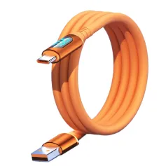 6A 120W USB-A to Type-C LED Display Cable Fast Charging Data Transmission Thick Copper Core Line 1M/2M Long for iPhone 16 16 Pro 15 Pro Max for Huawei Pura 80 Ultra for Samsung Galaxy Z Fold 7 for Xiaomi MIX Flip 2